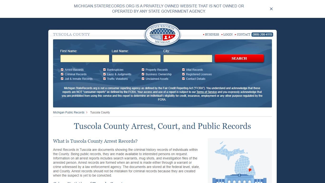 Tuscola County Arrest, Court, and Public Records